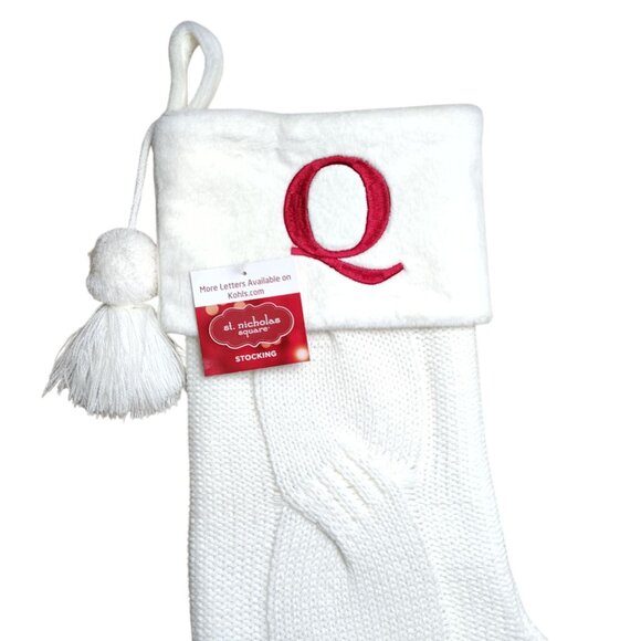 St. Nicholas Square Cable Knit 21 Inch Letter Q Monogram Christmas Stocking - Picture 2 of 4